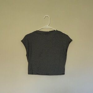 Sadie & Sage Black and White Striped Crop Top